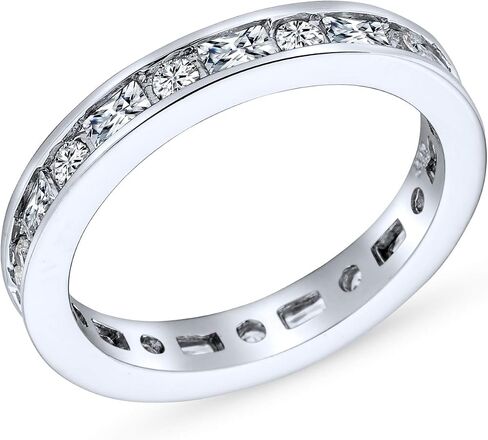 Bling Jewelry Cubic Zirconia CZ Band Stackable Wave Set Eternity Anniversary Wedding Band Ring For Women .925 Sterling Silver in Saudi Arabia