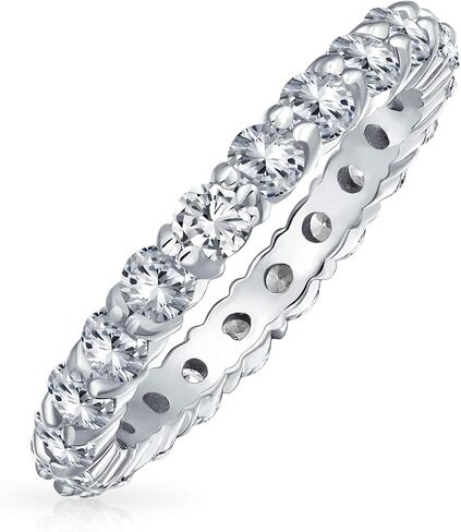 Bling Jewelry Cubic Zirconia CZ Band Stackable Wave Set Eternity Anniversary Wedding Band Ring For Women .925 Sterling Silver in Saudi Arabia