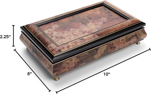 Haelo 96289 الأزهار 10 × 6 بوصة الإيطالية المصنوعة يدويا مطعمة الخشب والمجوهرات صندوق تشغيل الموسيقى يلعب لحن افي ماريا in Saudi Arabia