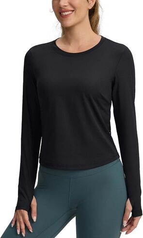 Long Sleeve Workout Tops for Women Lightweight Running Shirts Quick Dry Athletic Shirts Active Exercise in Kuwait