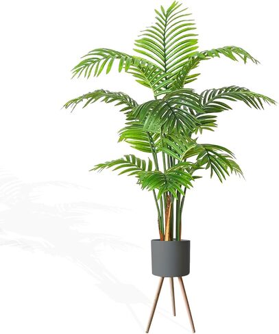 Yatmung Fake Palm Tree with White Planter - 5FT Artificial Palm Tree Indoor - Palm Plant for Home Decor - Nearly Natural Tropical Tall Floor Plant for Living Room - Large Faux Palm Tree Indoor -1 Pack in Saudi Arabia