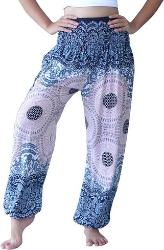 Full Funk Smock Waist Viscose Aladdin Harem Baggy Pants Rayon Summer Hippie Boho Mixed Retro Artworks in Kuwait