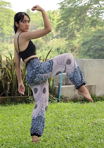 Full Funk Smock Waist Viscose Aladdin Harem Baggy Pants Rayon Summer Hippie Boho Mixed Retro Artworks in Kuwait
