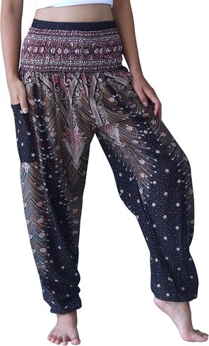 Full Funk Smock Waist Viscose Aladdin Harem Baggy Pants Rayon Summer Hippie Boho Mixed Retro Artworks in Kuwait