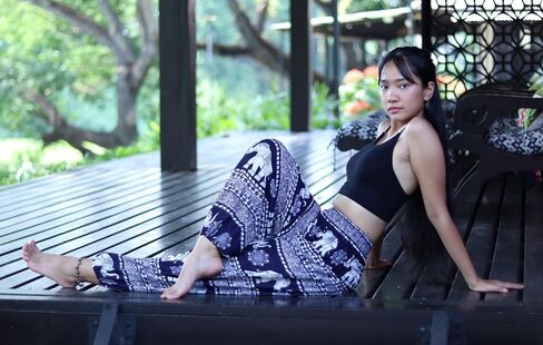 Full Funk Smock Waist Viscose Aladdin Harem Baggy Pants Rayon Summer Hippie Boho Mixed Retro Artworks in Kuwait