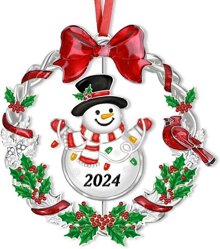 Christmas Ornament 2024 for Christmas Tree Decorations，Dated 2024 Christmas Wreath Ornament with Rotatable Tree for Holiday Decorative Keepsake Gift(Metal,1 Pack) in Saudi Arabia