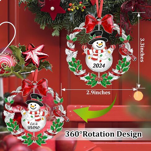 Christmas Ornament 2024 for Christmas Tree Decorations，Dated 2024 Christmas Wreath Ornament with Rotatable Tree for Holiday Decorative Keepsake Gift(Metal,1 Pack) in Saudi Arabia