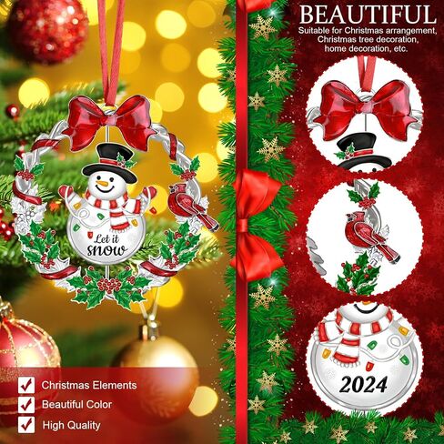 Christmas Ornament 2024 for Christmas Tree Decorations，Dated 2024 Christmas Wreath Ornament with Rotatable Tree for Holiday Decorative Keepsake Gift(Metal,1 Pack) in Saudi Arabia