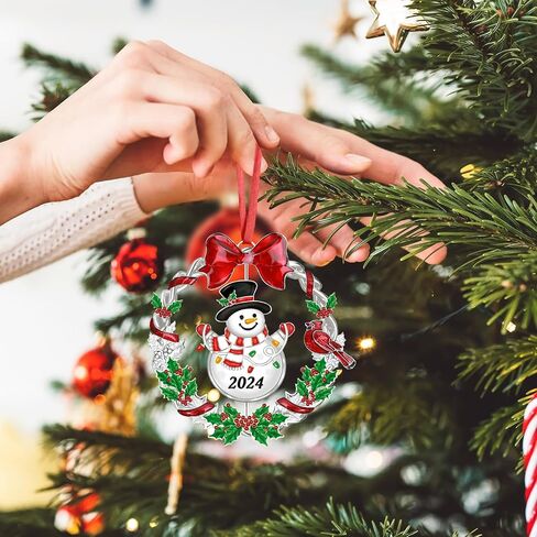 Christmas Ornament 2024 for Christmas Tree Decorations，Dated 2024 Christmas Wreath Ornament with Rotatable Tree for Holiday Decorative Keepsake Gift(Metal,1 Pack) in Saudi Arabia