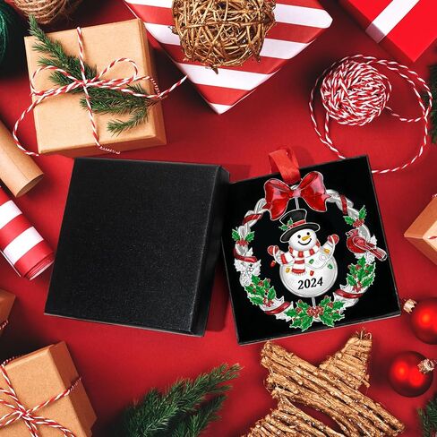 Christmas Ornament 2024 for Christmas Tree Decorations，Dated 2024 Christmas Wreath Ornament with Rotatable Tree for Holiday Decorative Keepsake Gift(Metal,1 Pack) in Saudi Arabia