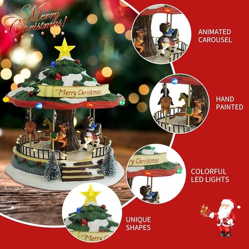 زينة دائرية لعيد الميلاد، دائرية على شكل شجرة عيد الميلاد، تدور مع الموسيقى والأضواء، 10 بوصة ديكورات داخلية مثالية كهدية على سطح الطاولة المنزلية in Kuwait