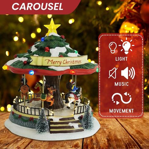زينة دائرية لعيد الميلاد، دائرية على شكل شجرة عيد الميلاد، تدور مع الموسيقى والأضواء، 10 بوصة ديكورات داخلية مثالية كهدية على سطح الطاولة المنزلية in Kuwait