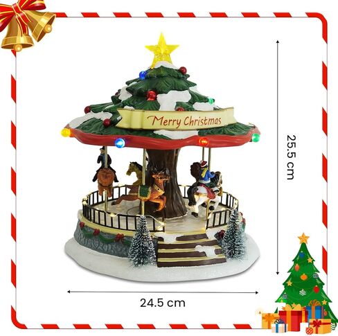 زينة دائرية لعيد الميلاد، دائرية على شكل شجرة عيد الميلاد، تدور مع الموسيقى والأضواء، 10 بوصة ديكورات داخلية مثالية كهدية على سطح الطاولة المنزلية in Kuwait