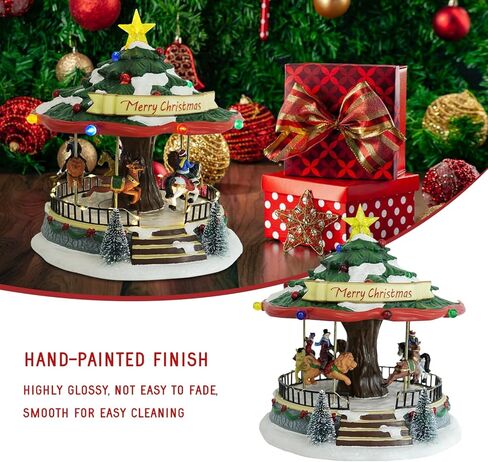 زينة دائرية لعيد الميلاد، دائرية على شكل شجرة عيد الميلاد، تدور مع الموسيقى والأضواء، 10 بوصة ديكورات داخلية مثالية كهدية على سطح الطاولة المنزلية in Kuwait