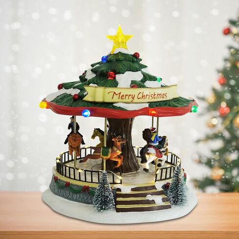 زينة دائرية لعيد الميلاد، دائرية على شكل شجرة عيد الميلاد، تدور مع الموسيقى والأضواء، 10 بوصة ديكورات داخلية مثالية كهدية على سطح الطاولة المنزلية in Kuwait