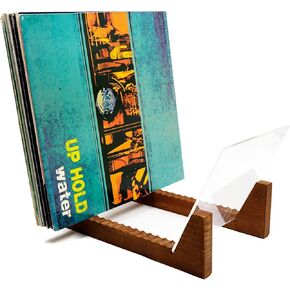 sdroceRyaM Vinyl Record Storage Holder Desktop Vinyl Stand Organizer Display Accessories for LP Record Albums - Solid Wood with Clear Acrylic Ends (Brown)