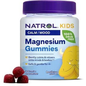 Natrol Kids Magnesium Citrate Gummies, Dietary Supplement to Calm and Relax, Magnesium for Kids, 30 Razzilicious-Flavored Gummies, 30 Day Supply