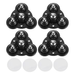 uxcell Self Adhesive Caster Wheels, Plastic/Metal 0.47 x 1.22Inch 360° Swivel Universal Wheel Mini Caster Wheels Rotation Sticky Pulley for Kitchen Cabinet Table(4 Pcs, Black)