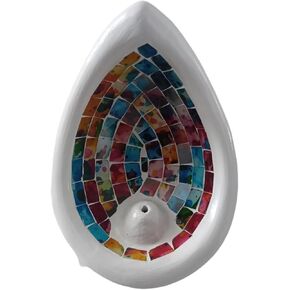 Mosaic Island Incense Holder - Exotic Bali Design - Handcrafted Ceramic Art - Tear Drop Shape - Vibrant Multicolor Mosaic Tiles - Cultural Heritage - Perfect Home Decor - Great Gift from Bali