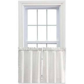Ellis Curtain Stacey Sheer 56-by-36 Inch Tailored Tier Pair Curtains, Ice Cream, 56x36