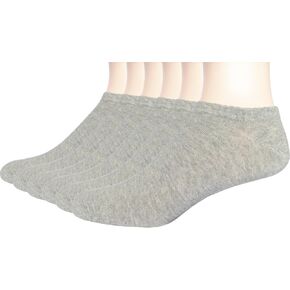 Ankle No Show Socks for Boys Girls Casual and Athletic Youth Kids Low Cut Socks 6/8 Pairs Grey (Shoe Size: 2.5-6.5)