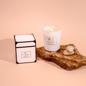 Aromatherapy Scented Candles for Home Fragrance, Deodorizer, Air Freshener - Amber & Smoke, White