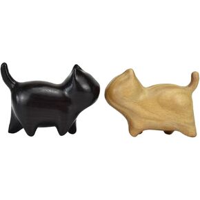 2 Pcs Mini Wood Hippo Figurines Sandalwood Tiny Hippo Statue Decor Cute Handmade Wooden Hippopotamus Sculpture for Home Shelf Desk Decor Hippo Gifts for Women (Black & Green Sandalwood)