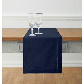 Solino Home Black Table Runner 72 Inches Long – Cotton Linen Hemstitch Fall, Halloween, Thanksgiving Table Runner 14 x 72 Inch – Machine Washable Scarf Dining Table Runner