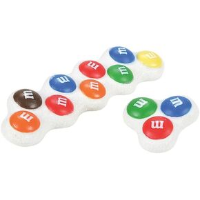 Department 56 North Pole Village Collection Accessories Follow The M&M Road Figurine 2pc Set- Hand Crafted Painted Porcelain M&M Candy Mini Christmas Village Houses Landscape Accessory, 1.25 Inch