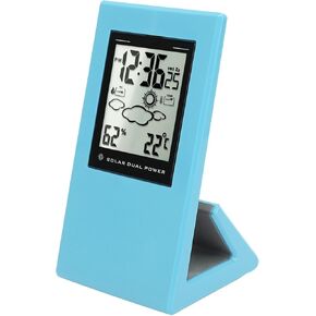 VGEBY Weather Forcast Clock, Solar Powered LCD Display Clock with Temperature Humidity for Home School Office