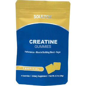 Soultox Creatine Gummy Packs - Tropical Flavor - Infused with Creatine Monohydrate - Potent Muscle Growth Support - Delicious & All Natural Vegan Formula for Guilt Free Indulgence - Single Pack