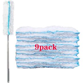 Duster with 1-Extension Pole (96.45 inch): Ceiling Duster Kit for Cleaning with 9 Pack Ultra-Long Disposable Duster Head for Ceiling Fan, Furniture, Home