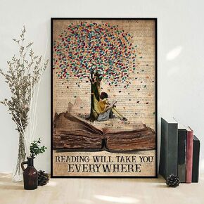 Metal Sign Reading Will TAKE You Everywhere Love Reading Sign, Book Lovers Sign, Reading Girl, Wall Art