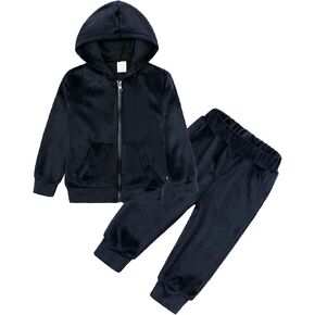 SEAUR Girls Casual Velour Tracksuit Velvet Sweatsuit Zip Up Hoodie and Jogger Set 2 Piece Athletic Outfits