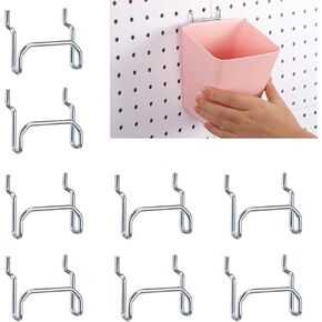 8PCS Pegboard Bins PegBoard Hooks, Metal Pegboard U-Hook Peg Board Hooks for Hanging Pegboard Hooks Organizer Accessory for Pegboard Slatwall Pegboard Bins Hooks for Craft Workshop Workbench