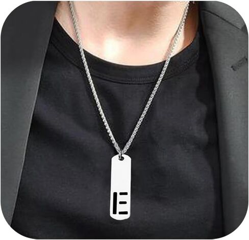Initial Pendant Necklaces for Men | Stainless Steel Chain Letter Necklaces Meaningful Gifts for Men Him Boyfriend in Saudi Arabia