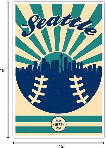 Seattle Mariners Vintage Baseball Poster (12x18) Vintage Sports Decor Unframed Wall Art Print Poster Home Decor Premium baseball bedroom decor man cave decor baseball poster vintage sport decor in Saudi Arabia