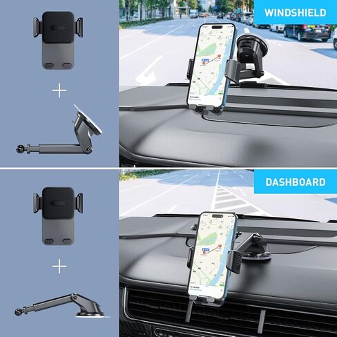 TEKING Car Phone Holder, 2024 Newest Cell Phone Mount [Upgraded & Stable] for Car Windshield Dashboard Air Vent 3 in 1, Hand Free Mount for All Smartphones - Highlights Agri Material(Black) in Saudi Arabia