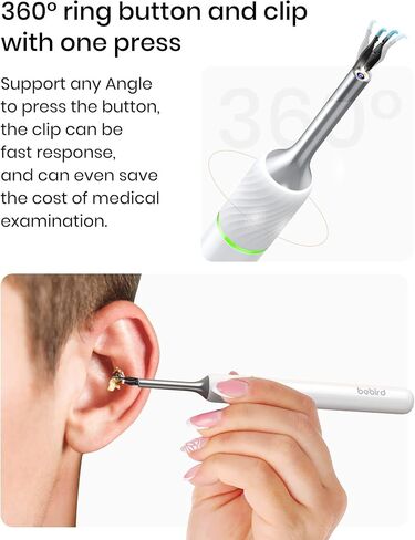 Ear Wax Removal Kit,Bebird Ear Wax Removal Tool,Ear Cleaner with Camera,Ear Cleaner with Tweezer,Ear Cleaner Earwax Removal with 10 Megapixels,Gimbaled Gyroscope,12 Ear Spoon for Ear Cleaning in Saudi Arabia