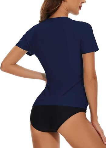 Bonneuitbebe Women's Swim Shirt UPF 50+ Short Sleeve Rash Guard UV Sun Protection Bathing Suit Top with Built in Bra in Kuwait