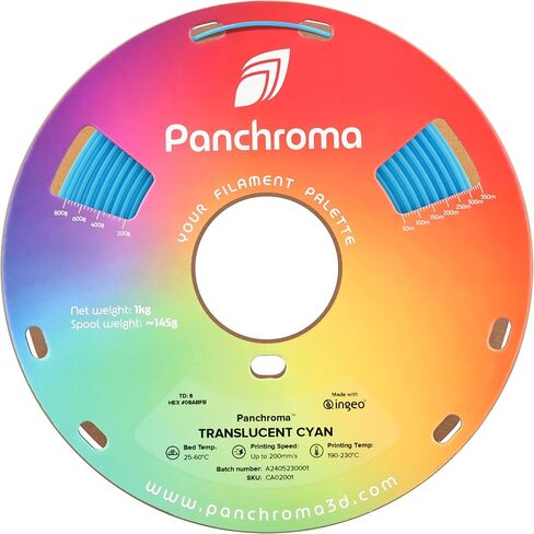Polymaker Panchroma Translucent PLA Filament 1.75mm Cyan, 1.75 Translucent Cyan PLA 3D Printing Filament 1kg Spool - Panchroma High Translucency 1.75 PLA 3D Printer Filament in Kuwait