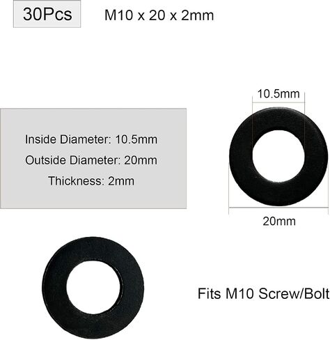 M6 Flat Washers for Screw, 30Pcs M6 x 18 x 2mm Black Oxide Finish Grade 8.8 Alloy Carbon Steel Fasteners Flat Washer for Automotive, Mechanical Industry in Saudi Arabia
