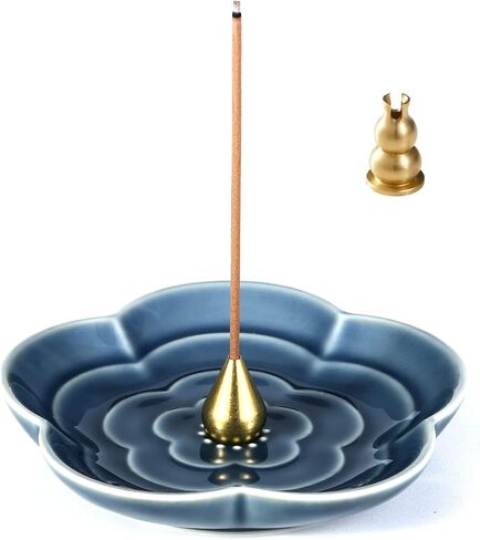 Incense Holder for Sticks, Ceramic Incense Burner, Cherry Blossom Stick Ash Catcher, Incense Cone Holder (Matte Glaze) in Saudi Arabia