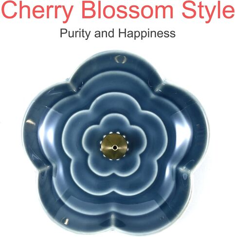 Incense Holder for Sticks, Ceramic Incense Burner, Cherry Blossom Stick Ash Catcher, Incense Cone Holder (Matte Glaze) in Saudi Arabia