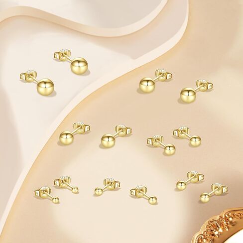 Fcebsty 7 Pairs Silver Studs Earrings 925 Sterling Silver Post Ball Stud Earrings for Women Cartilage Earring Small Silver Stud Earrings for Women Real Gold Ball Studs Nap Earrings 2-8mm in Kuwait