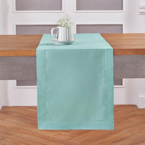 Solino Home Black Table Runner 72 Inches Long – Cotton Linen Hemstitch Fall, Halloween, Thanksgiving Table Runner 14 x 72 Inch – Machine Washable Scarf Dining Table Runner in Saudi Arabia