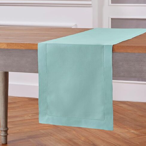 Solino Home Black Table Runner 72 Inches Long – Cotton Linen Hemstitch Fall, Halloween, Thanksgiving Table Runner 14 x 72 Inch – Machine Washable Scarf Dining Table Runner in Saudi Arabia