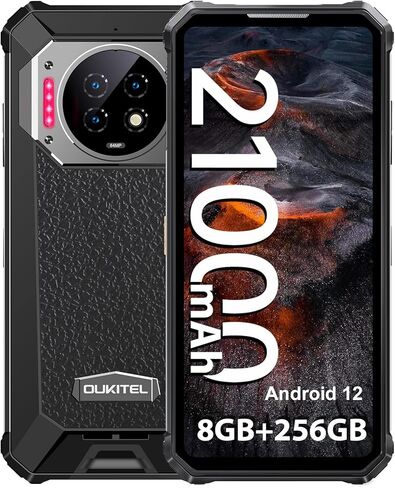 هاتف ذكي متين OUKITEL WP19 غير مقفل، بطارية 21000 مللي أمبير في الساعة، 8 جيجابايت 256 جيجابايت، أندرويد 12، كاميرا 64 ميجابكسل، رؤية ليلية 20 ميجابكسل، 6.78 بوصة FHD + هاتف متين، هاتف محمول مقاوم للماء غير مقفل 4G ثنائي الشريحة OTG NFC in Kuwait