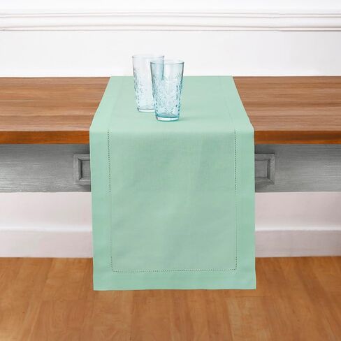 Solino Home Black Table Runner 72 Inches Long – Cotton Linen Hemstitch Fall, Halloween, Thanksgiving Table Runner 14 x 72 Inch – Machine Washable Scarf Dining Table Runner in Saudi Arabia