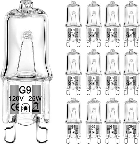 G9 Bulb 40W, 12 Pack G9 Halogen Light Bulbs 2 Pin Base T4 JCD Type 120V Xenon Small Light Bulb for Chandeliers, Range Hood Light, Bathroom Light Bulbs, Cabinet Lights, Dimmable, 2700K Warm White in Kuwait
